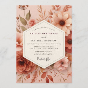 Invitación Boda Flora Otoñal Rosado