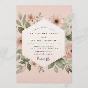 Invitación Boda Flora Pintada de Palo de Rosa