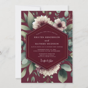 Invitación Boda Flora Pintoresca Granate