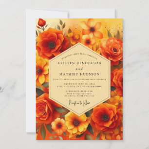 Invitación Boda Flora Puesta de Sol Ámbar