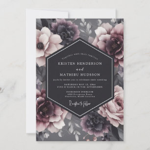Invitación Boda Flora Sombría de Carbón
