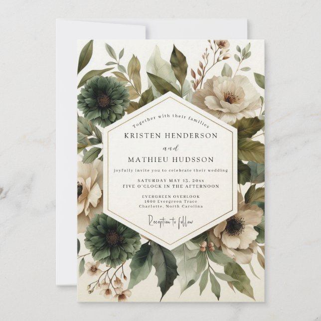 Invitación Boda Flora Sombría Sabia (Anverso)