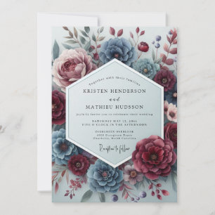 Invitación Boda Flora Sombría Slate Rouge