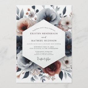 Invitación Boda Flora Terracota Pizarra Malhumorada
