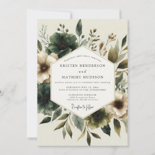 Invitación Boda Flora Terrosa Verde Cazador