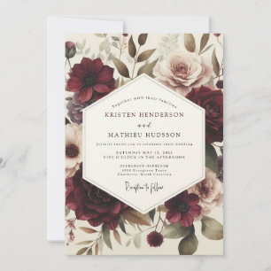 Invitación Boda Flora Victoriana de Borgoña