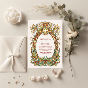 Invitación Boda Flora Vintage Art Nouveau