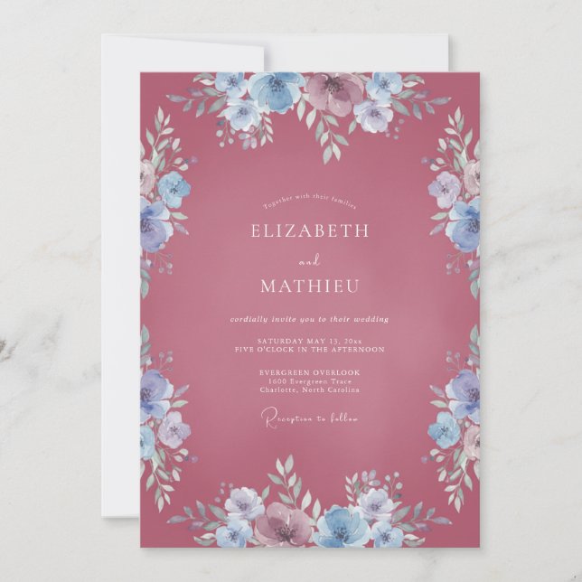 Invitación Boda Floración Centaurea Frutal (Anverso)