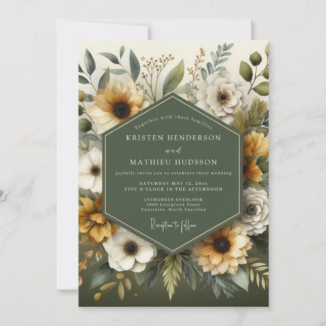Invitación Boda Floración Cosecha Dorada de Salvia (Anverso)