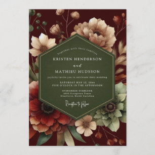 Invitación Boda Floración del Bosque Granate