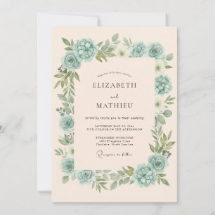 Invitación Boda Floración Verde Salvia