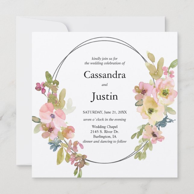 Invitación Boda floral (Anverso)