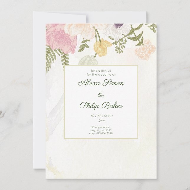 Invitación Boda floral (Anverso)