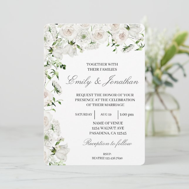 Invitación Boda floral (Anverso de pie)