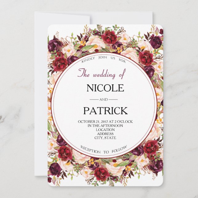Invitación Boda floral (Anverso)