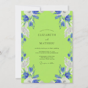 Invitación Boda Floral Abstracta Verde Lima
