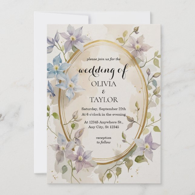 Invitación Boda floral acuarela (Anverso)