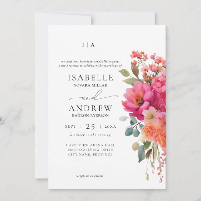 Invitación Boda Floral Acuarela (Anverso)