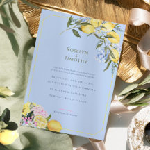 Boda floral acuarela azul cítrico pastel
