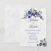 Boda floral acuarela azul y amarillo