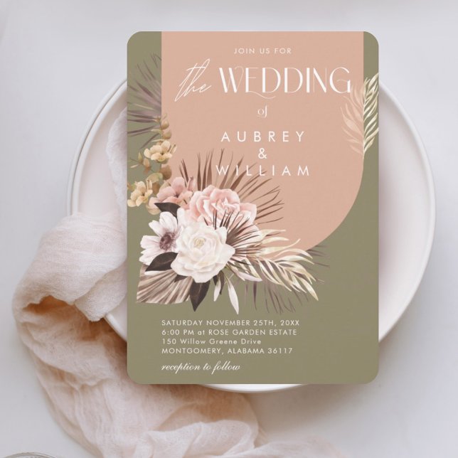 Invitación Boda Floral Acuarela Bohemia Chic Moderna (Subido por el creador)