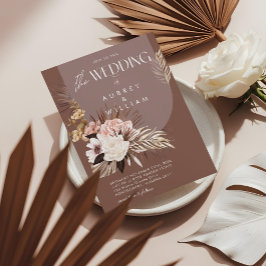 Invitación Boda Floral Acuarela Bohemio Chic Moderno