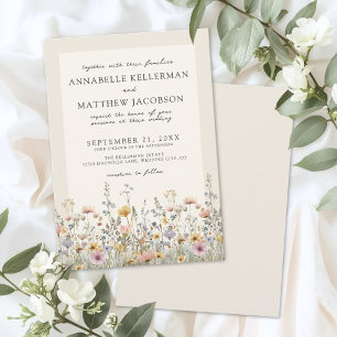 Invitación Boda Floral Acuarela Bohemio de Flor Silvestre