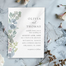 Boda floral acuarela boho azul polvoriento