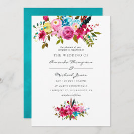 Invitación Boda floral acuarela Boho Moda