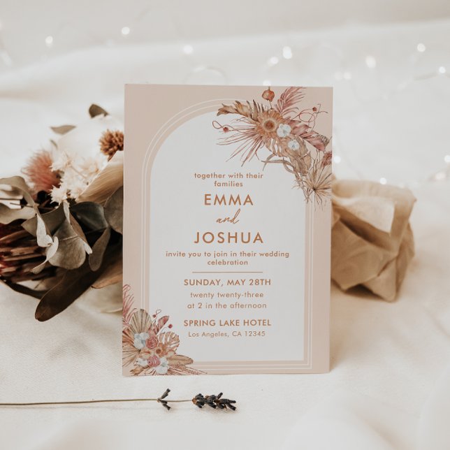 Invitación Boda floral acuarela boho terracota (Subido por el creador)