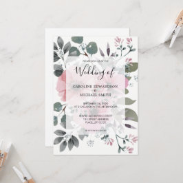 Invitación Boda floral acuarela botánica elegante rústica
