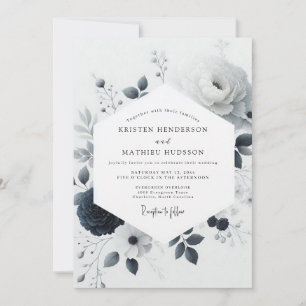 Invitación Boda Floral Acuarela Carbón