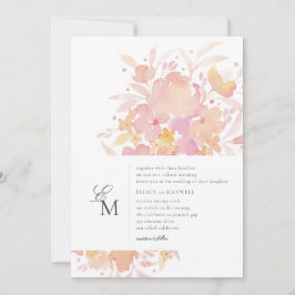 Invitación Boda floral acuarela de color rosa