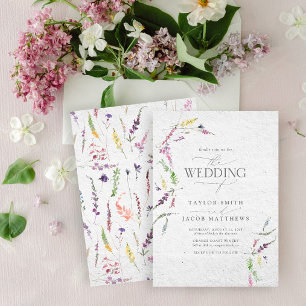 Invitación Boda floral acuarela de flores silvestres elegante