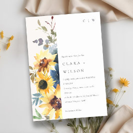 Invitación Boda floral acuarela de girasol de la marina amari