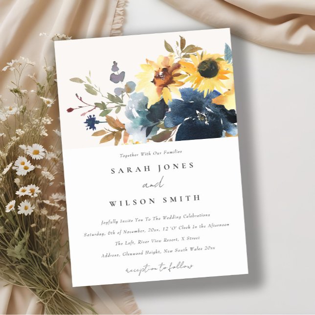 Invitación Boda floral acuarela de girasol de la marina amari (Subido por el creador)