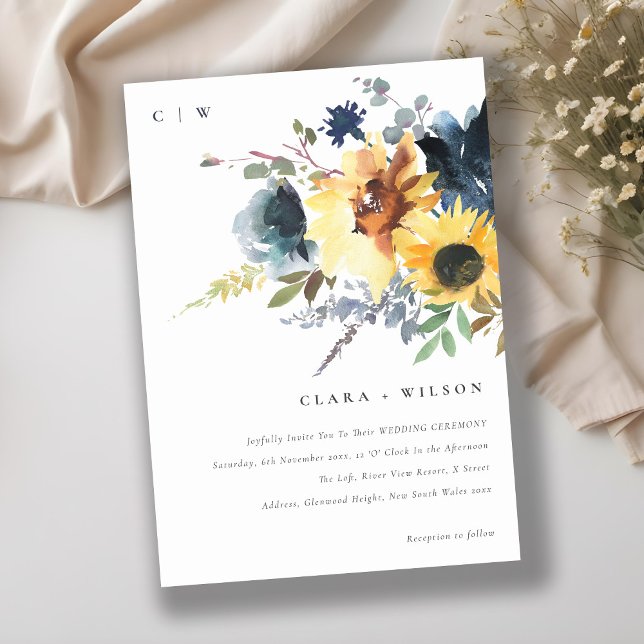 Invitación Boda floral acuarela de girasol de la marina amari (Subido por el creador)