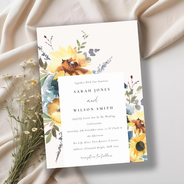 Invitación Boda floral acuarela de girasol de la marina amari (Subido por el creador)