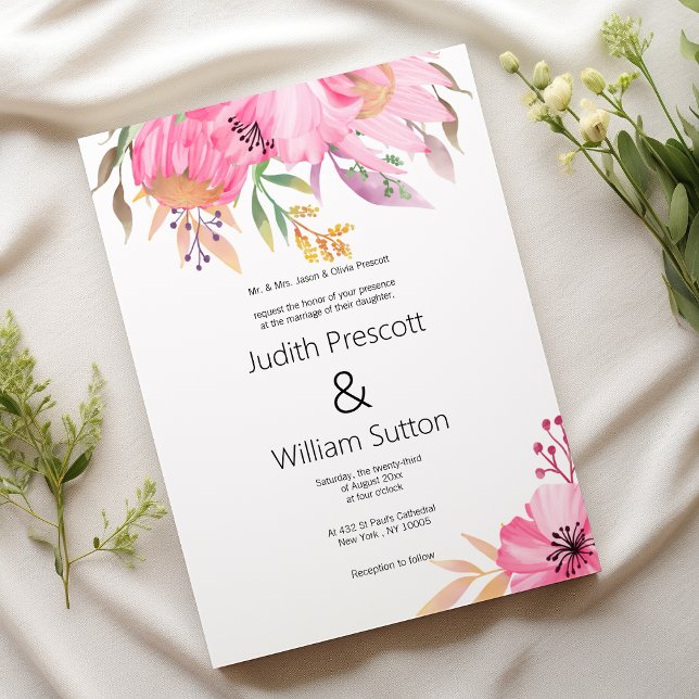 Invitación Boda floral acuarela de jardín botánico (Watercolor botanical garden floral Wedding )