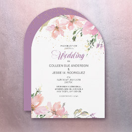 Invitación Boda floral acuarela de lavanda rosa