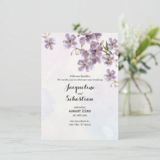 Invitación Boda floral acuarela de lila suave