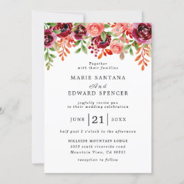Invitación Boda floral acuarela de verano