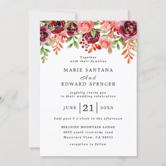 Invitación Boda floral acuarela de verano