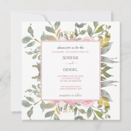 Invitación Boda floral acuarela de verano
