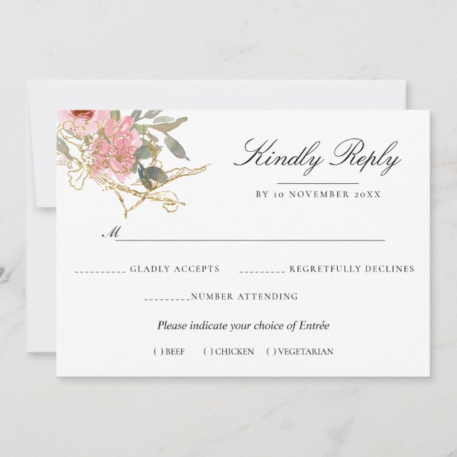 Invitación Boda floral acuarela de verano (Anverso)