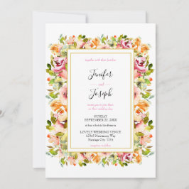 Invitación Boda floral acuarela de verano