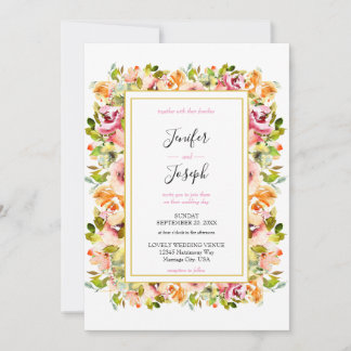 Invitación Boda floral acuarela de verano