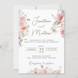 Invitación Boda floral acuarela de verano