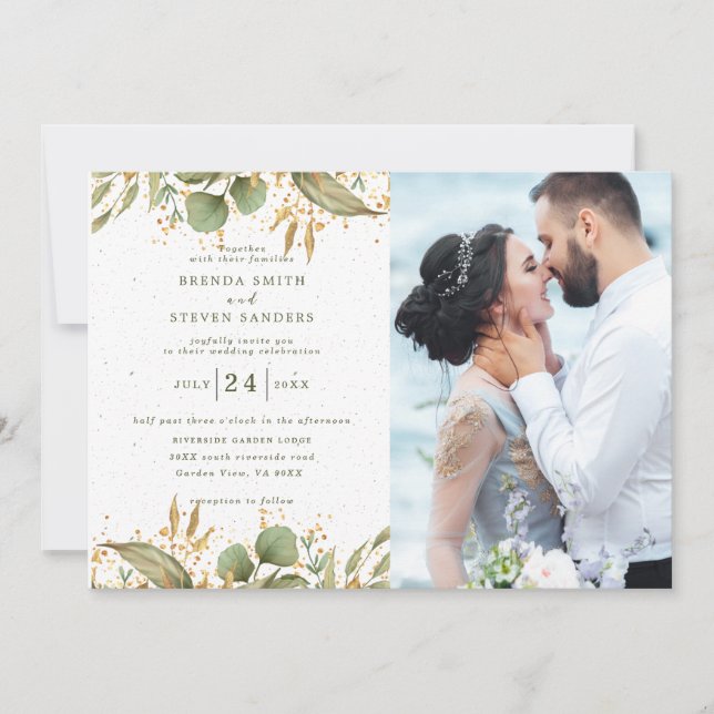 Invitación Boda floral acuarela de verano (Anverso)