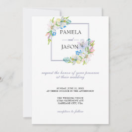 Invitación Boda floral acuarela de verano
